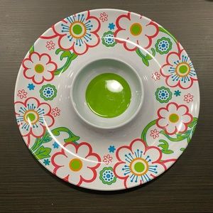 CROFTON Melamine Bright Florals on White Chip & Dip Plate or Platter